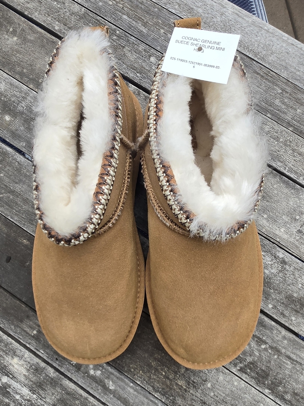 Mexx Cognac Suede Shearling Mini Boots